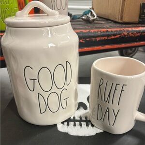 Rae Dunn dog canister and mug bundle